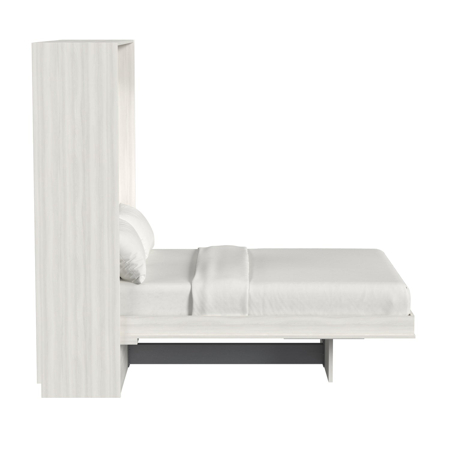 White bed with headboard on a white background