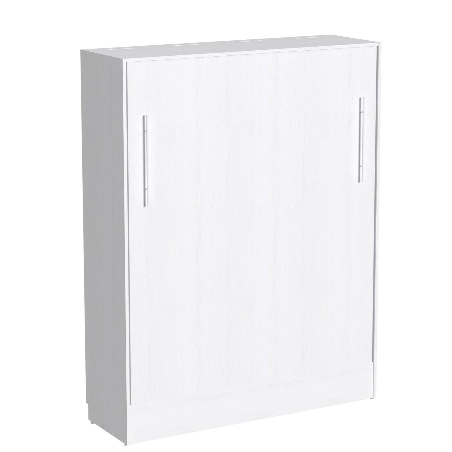 White wall bed cabinet with two handles on a white background