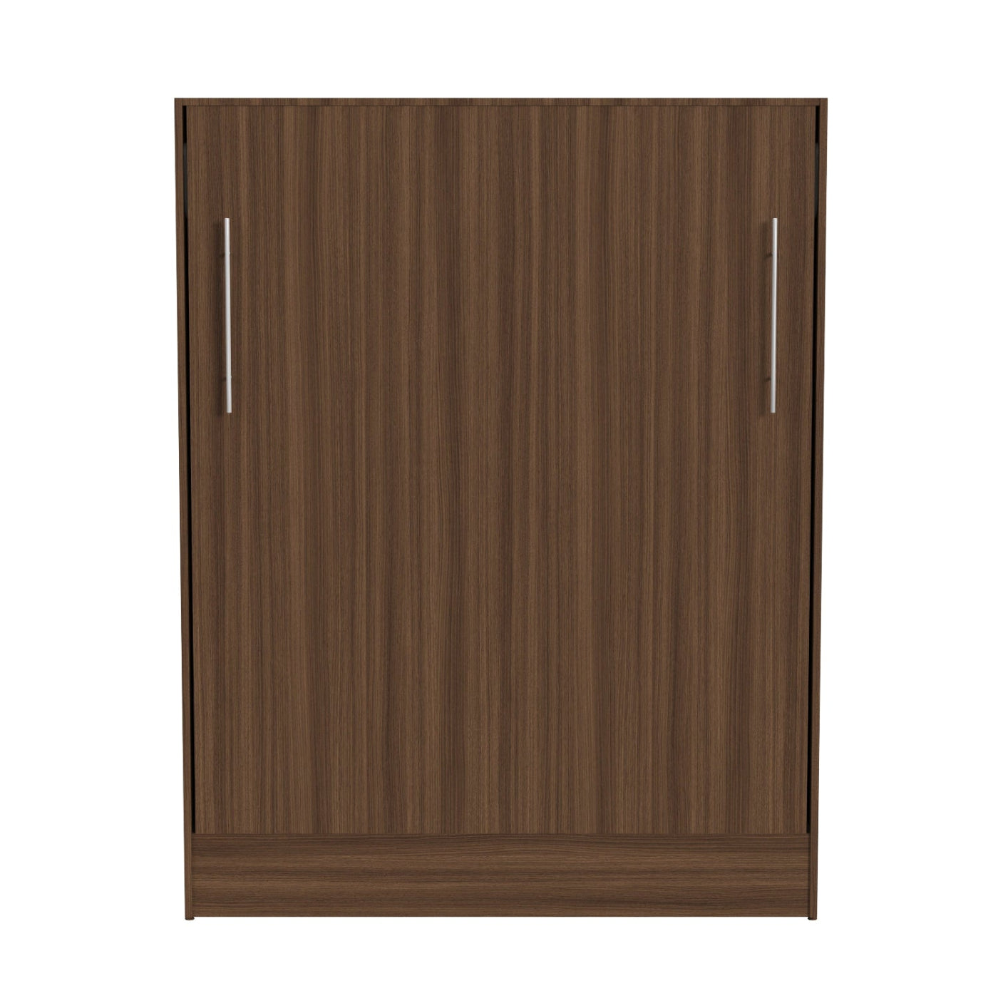 Wooden murphy bed with two handles on a white background