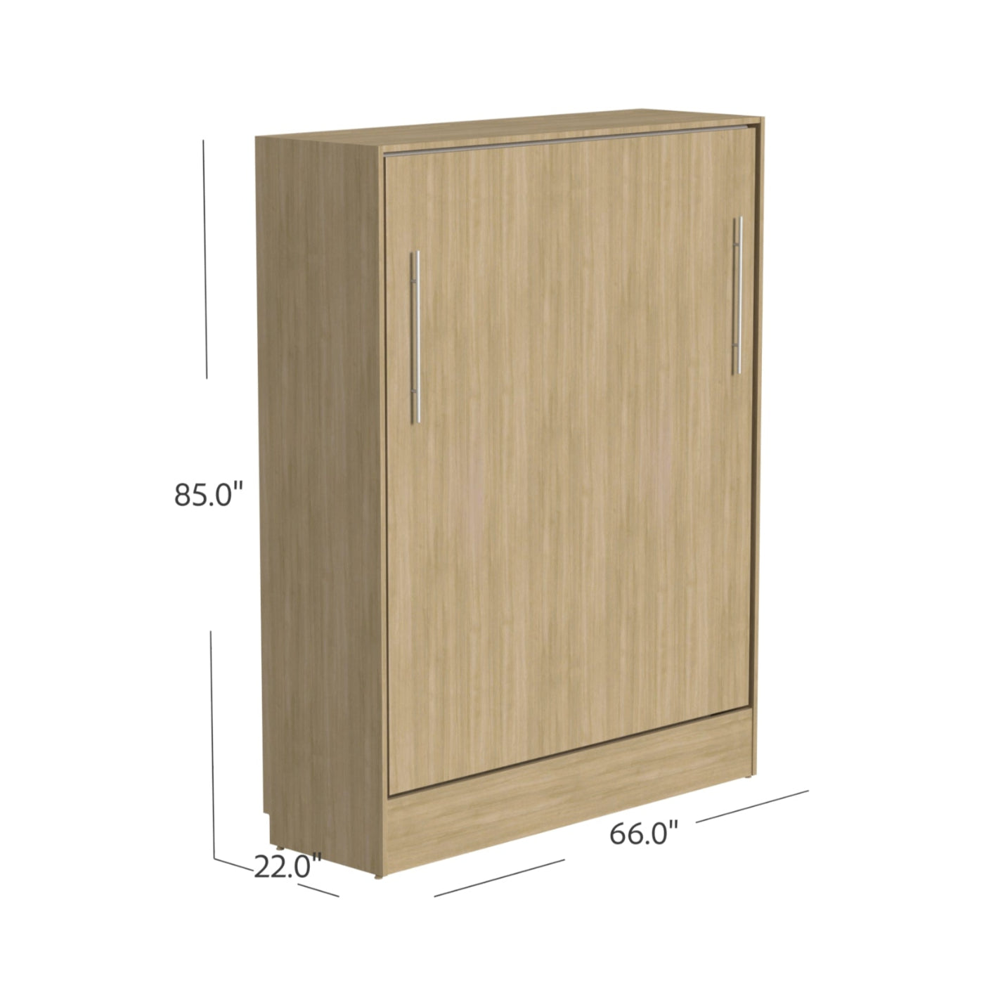 Wooden cabinet with dimensions labeled on a white background