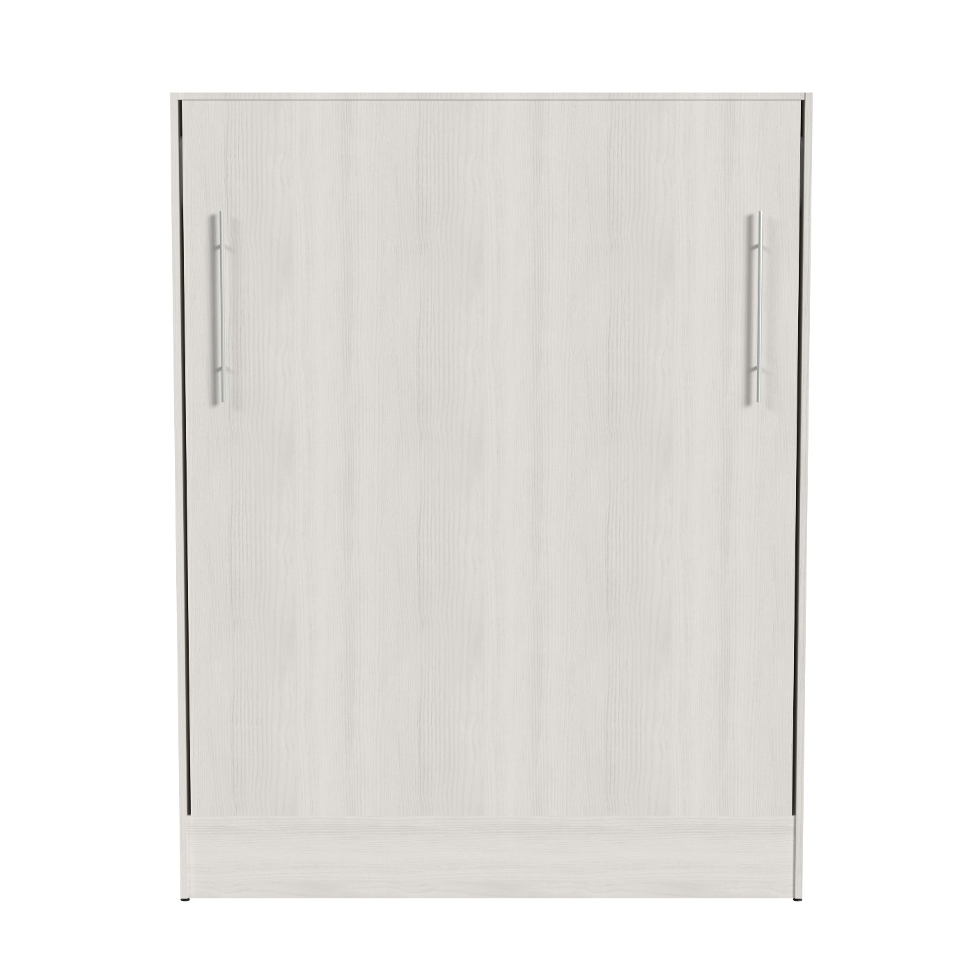 White wall bed with silver handles on a white background