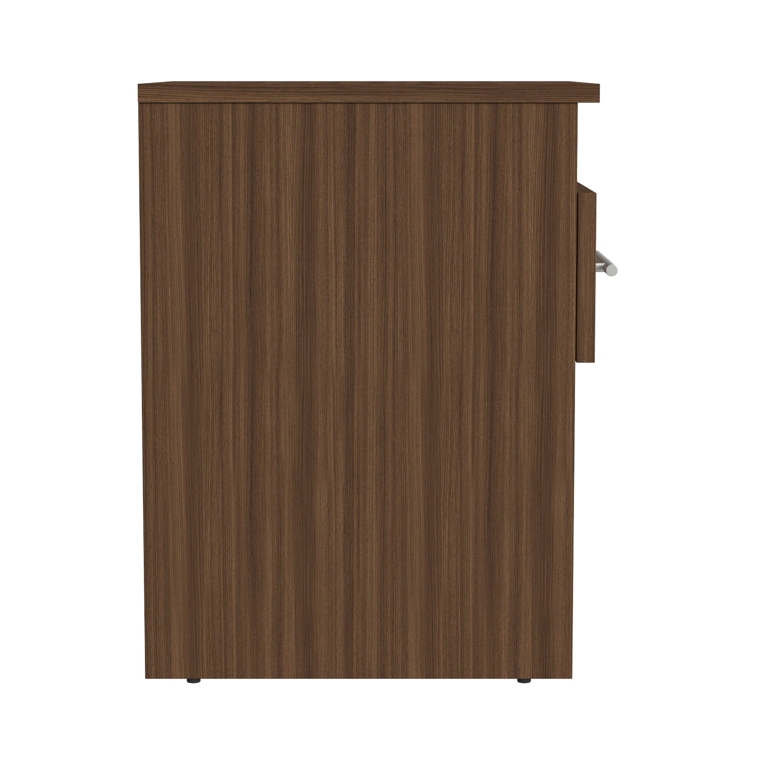 Wooden cabinet with a single door on a white background