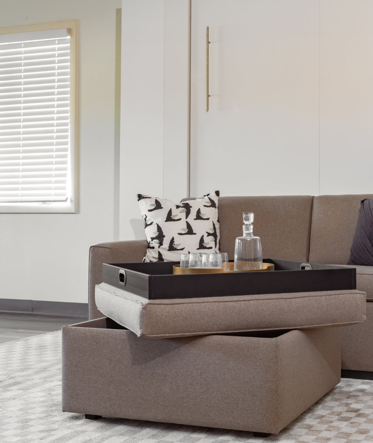 storage ottoman with tray