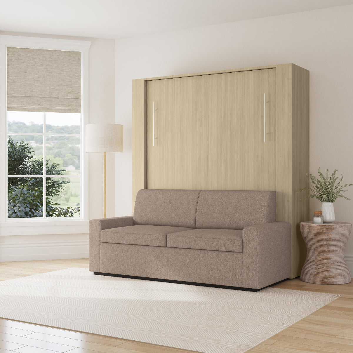 Murphy bed with sofa in oak
