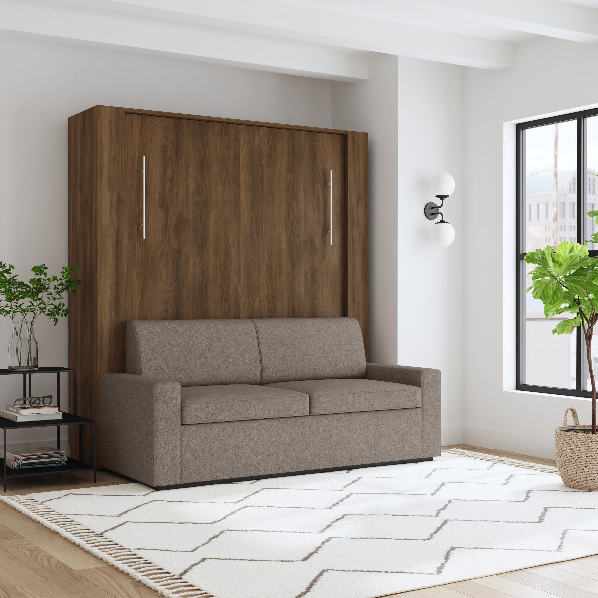 Wall Bed with Sofa in walnut