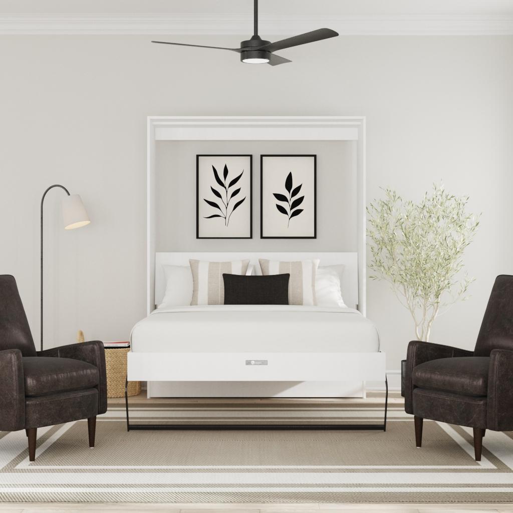 open murphy bed in room