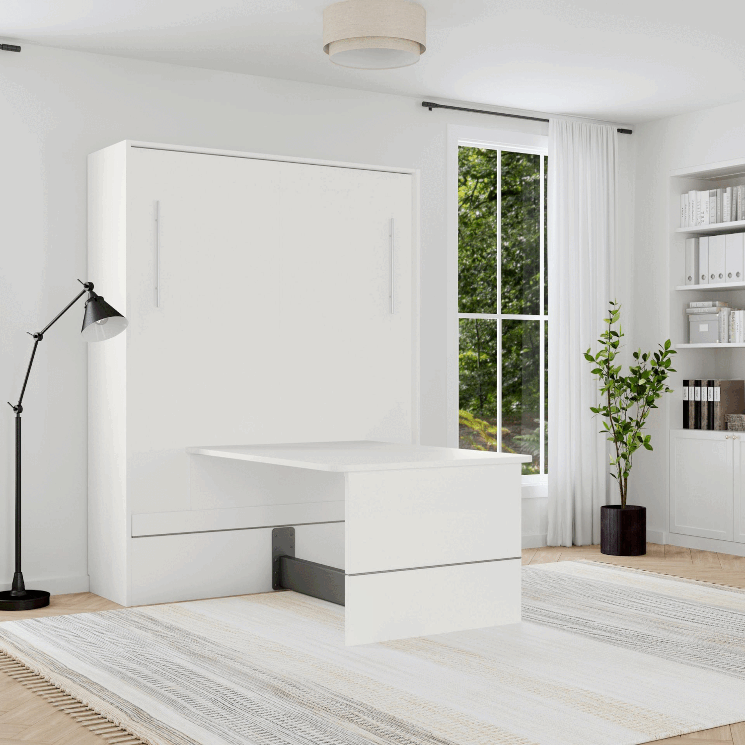 Table Bed in white, open and close