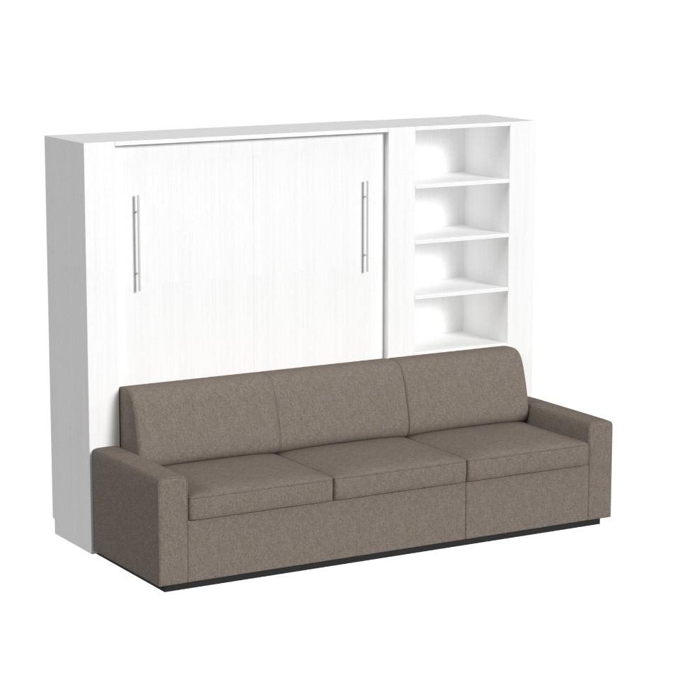 angled extended sofa wall bed in white