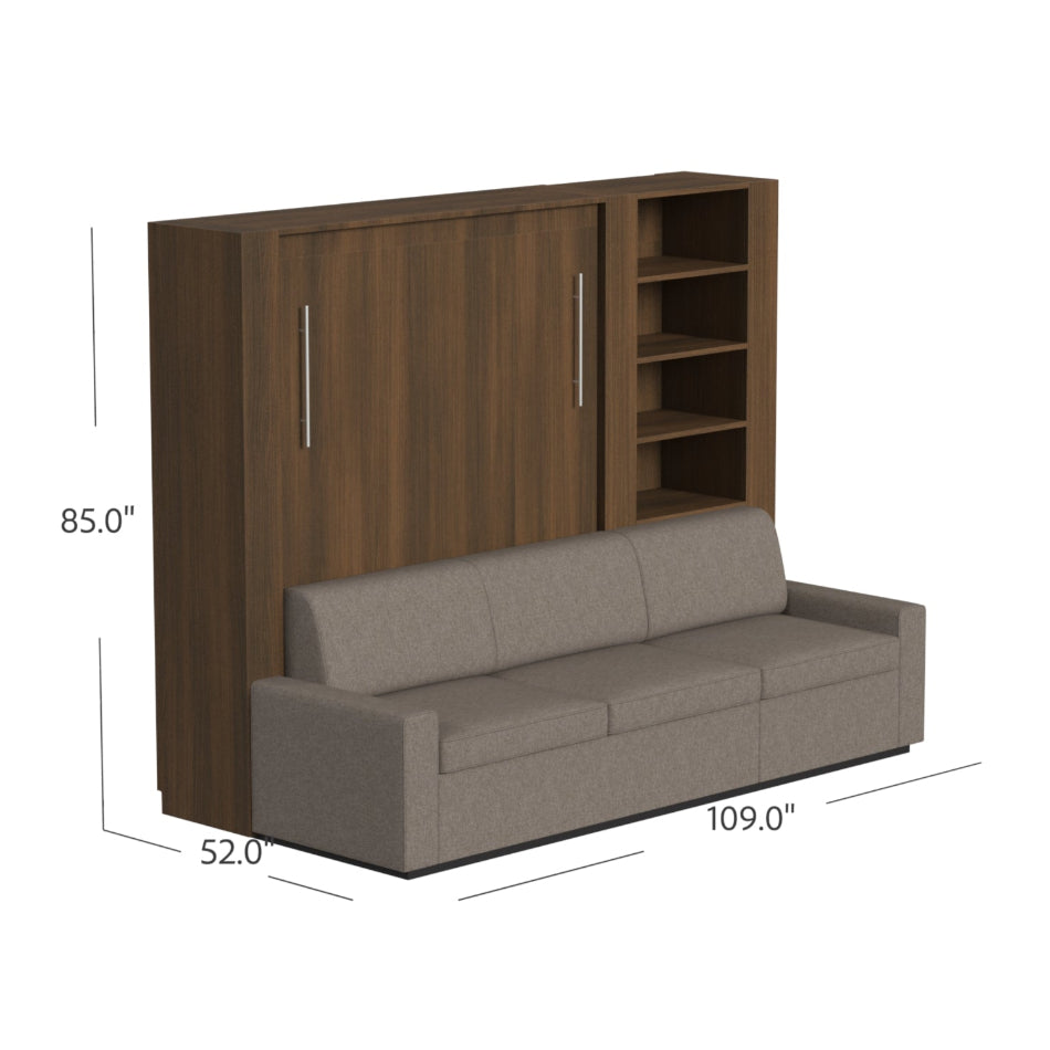 walnut murphy bed with dimensions 