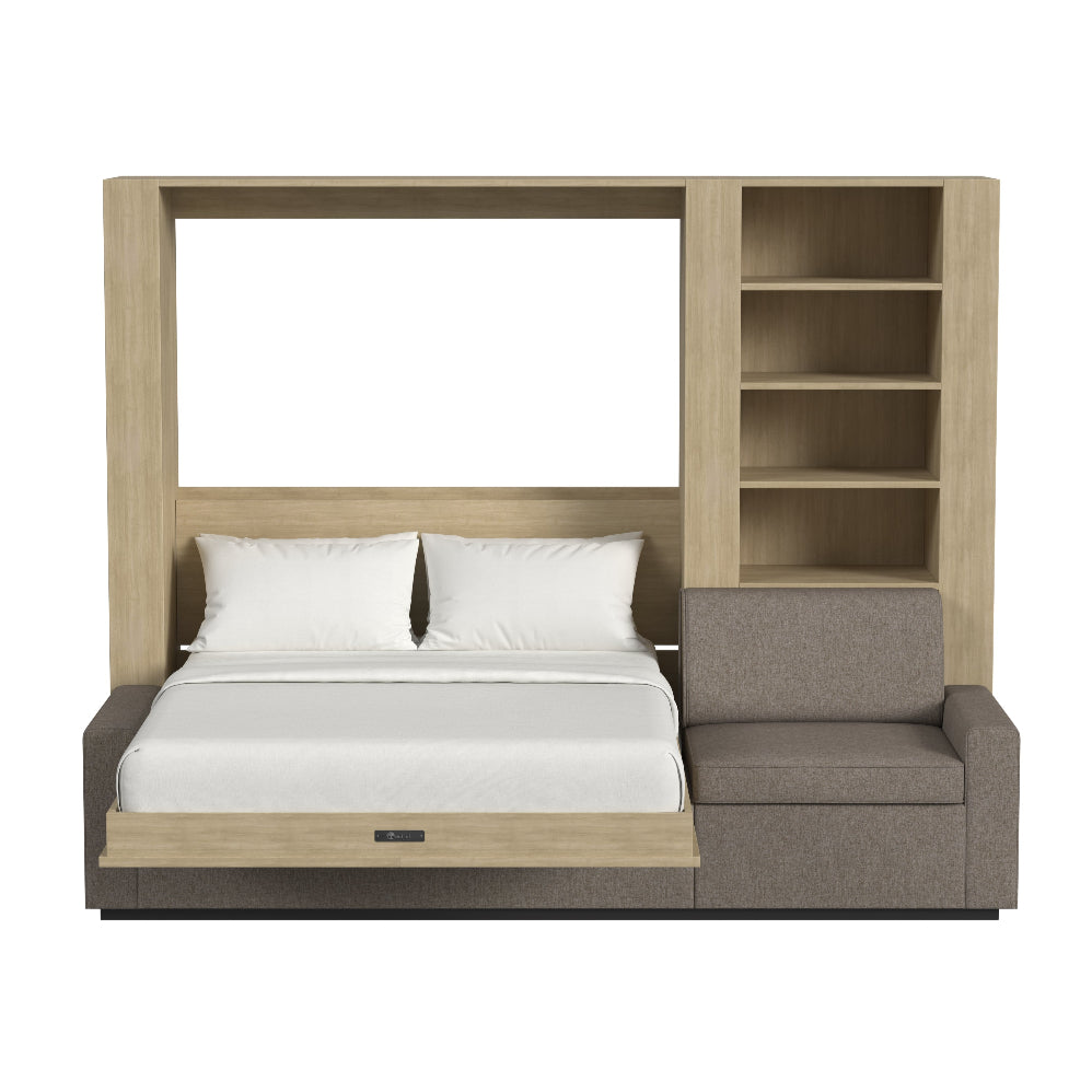 oak murphy bed open front view