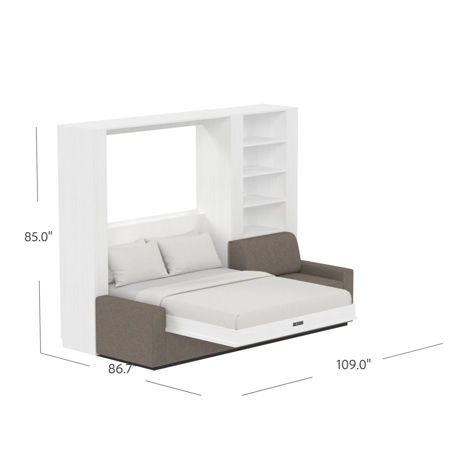 white murphy bed with dimensions, open