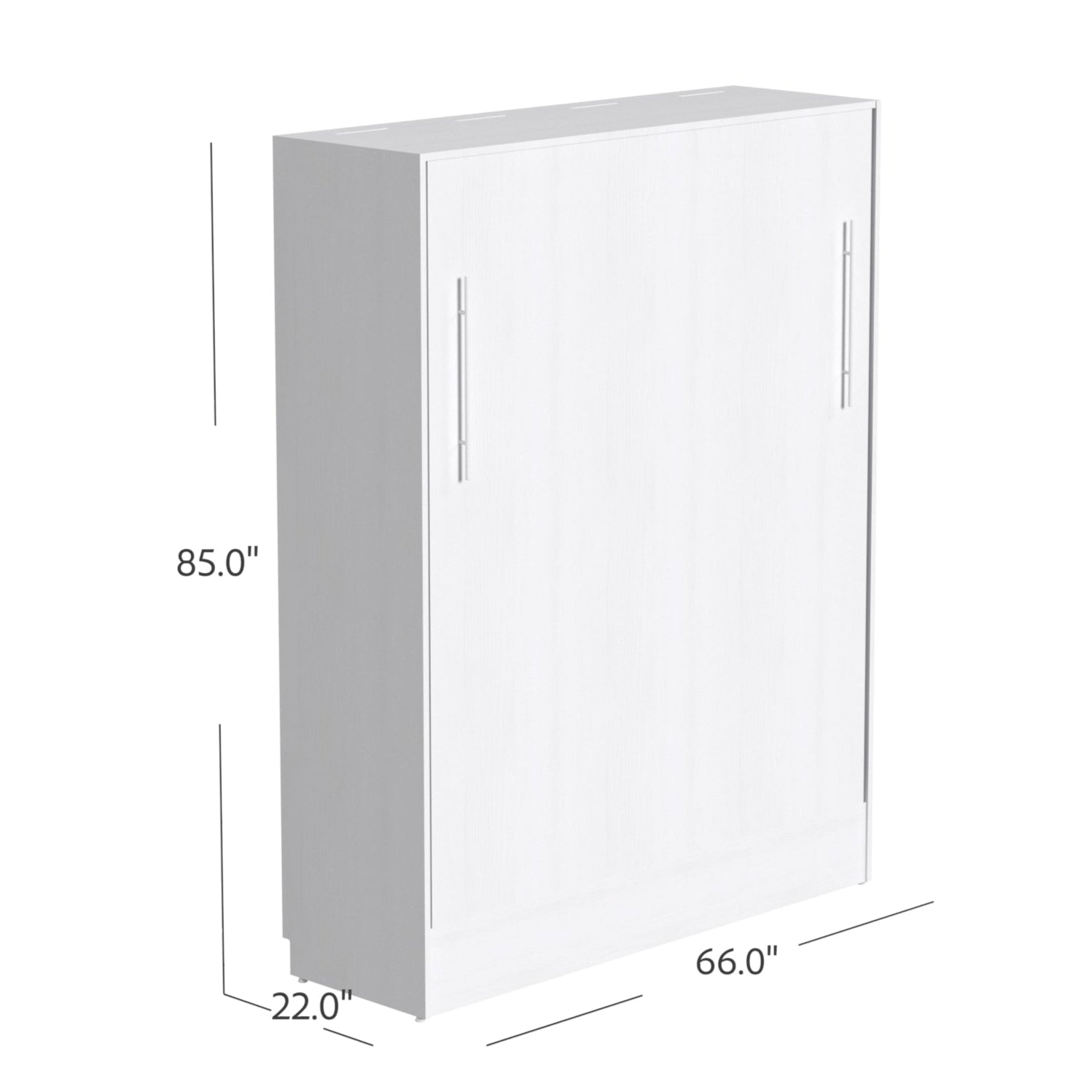 White wall-mounted cabinet with dimensions on a white background