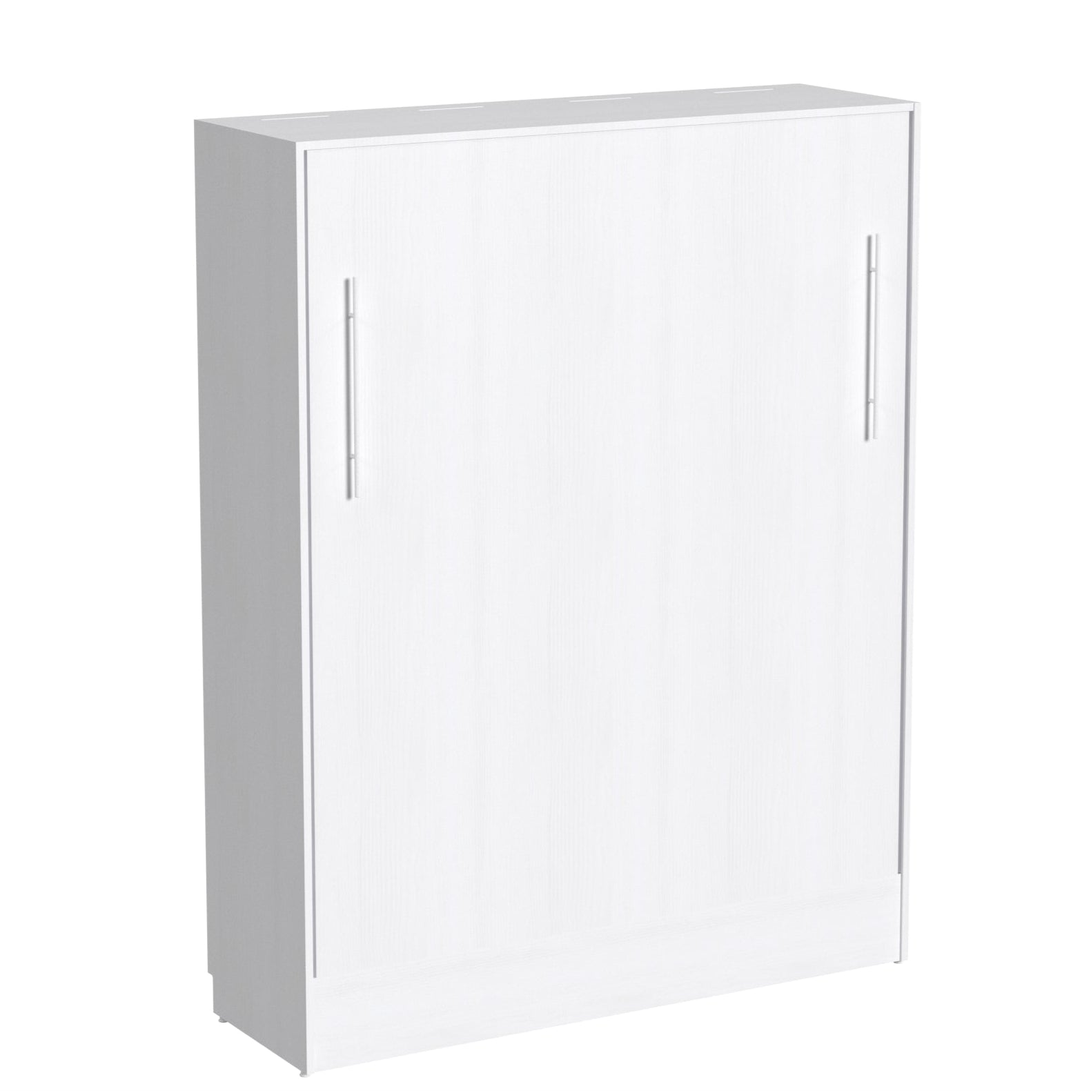 White wall bed cabinet with two handles on a white background