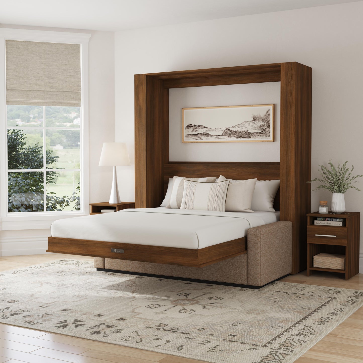 Wall Bed with Sofa + Two Nightstands