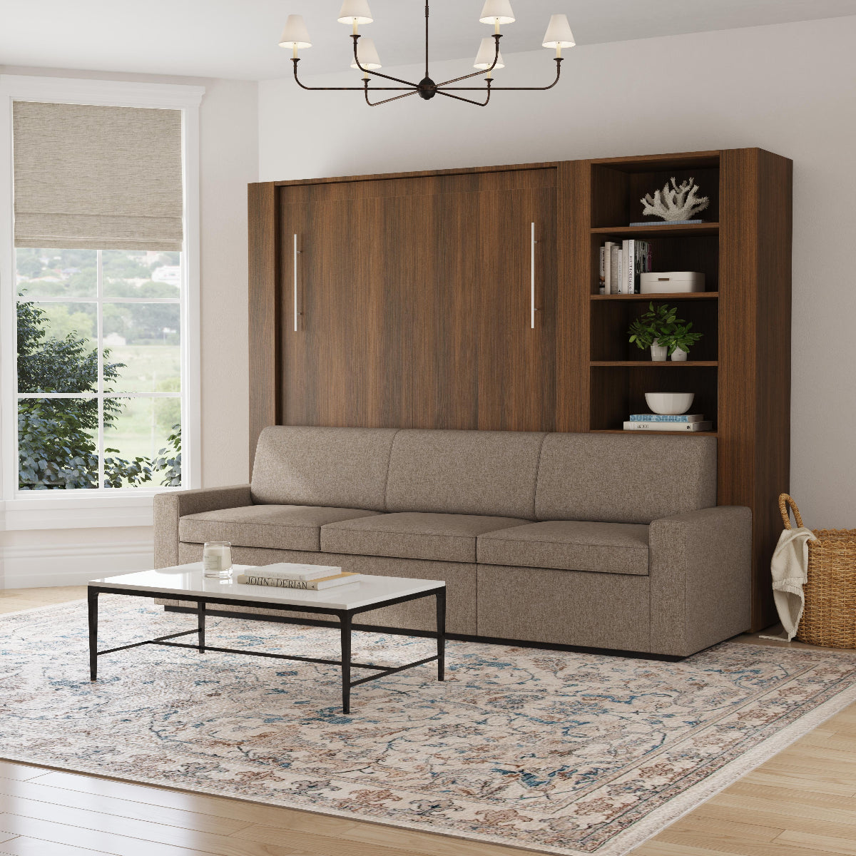 Inovabeds extended sofa in a living room  walnut